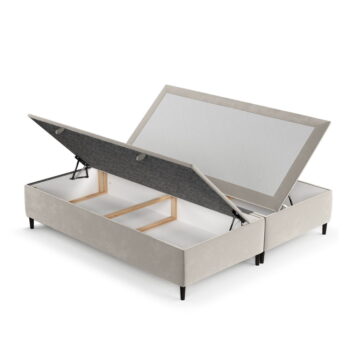 Krémovobiela čalúnená dvojlôžková posteľ s úložným priestorom 160x200 cm Tate – Maison de Rêve – Obrázok 7