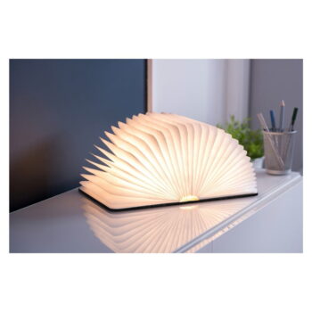 Čierna LED stolová lampa s textilným tienidlom (výška  2,5 cm) Booklight – Gingko - Image 2