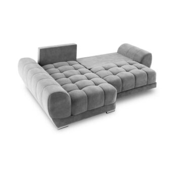 Sivá rozkladacia rohová pohovka so zamatovým poťahom Windsor & Co Sofas Nuage, ľavý roh – Obrázok 4