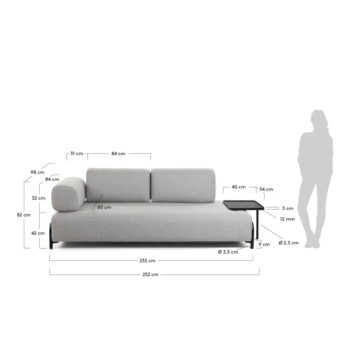 Svetlosivá pohovka s odkladacím priestorom Kave Home Compo - Image 7