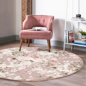 Svetloružový prateľný okrúhly koberec vhodný pre robotické vysávače ø 80 cm Comfort – Mila Home - Image 3