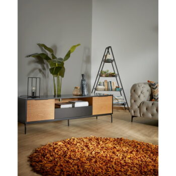 Čierno-hnedý TV stolík Kave Home SAVOI, 170 x 50 cm - Image 6