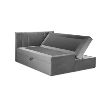 Svetlosivá zamatová dvojlôžková posteľ Mazzini Beds Afra, 200 x 200 cm – Obrázok 3