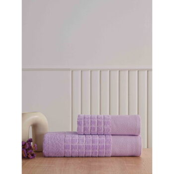 Fialové froté bavlnené uteráky a osušky v súprave 2 ks Square – Mila Home - Image 2