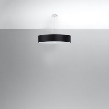 Čierne závesné svietidlo s textilným tienidlom ø 60 cm Herra – Nice Lamps - Image 4