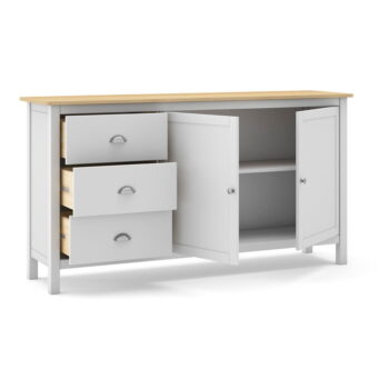 Biela/prírodná nízka komoda z borovicového dreva 150x80,5 cm Misti – Marckeric – Obrázok 4