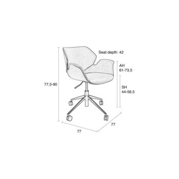 Hnedá kancelárska stolička Zuiver Office Chair Nikki – Obrázok 9