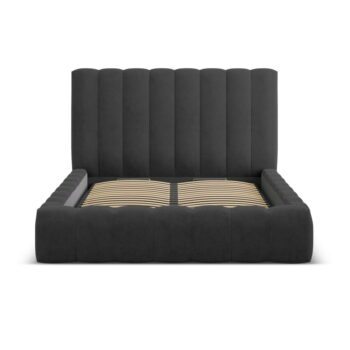 Antracitová čalúnená dvojlôžková posteľ s úložným priestorom a roštom 160x200 cm Kelp – Micadoni Home – Obrázok 4