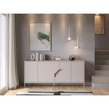 Komoda v dekore duba v krémovo-prírodnej farbe 180x80x40 cm Lilou – Marckeric - Image 2