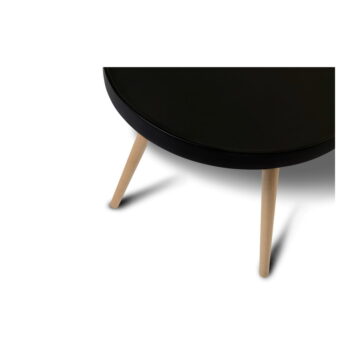 Čierny konferenčný stolík s nohami z bukového dreva Furnhouse Opus, ø 90 cm - Image 4