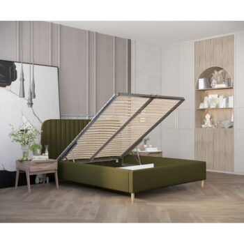 Zelená čalúnená jednolôžková posteľ s úložným priestorom s roštom 120x200 cm Noto – Maison de Rêve - Image 8