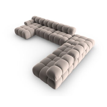 Svetlohnedá zamatová modulárna rohová pohovka (pravý roh/do tvaru "U") Bellis – Micadoni – Obrázok 3