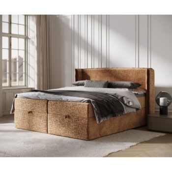 Oranžová boxspring posteľ s úložným priestorom 200x200 cm Passion – Maison de Rêve - Image 7