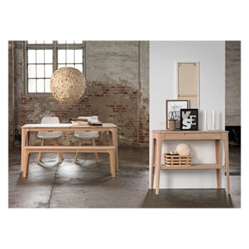 Rozkladací jedálenský stôl z dreva bieleho duba Unique Furniture Amalfi, 160 x 90 cm - Image 3
