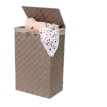 Hnedý viskózny kôš na bielizeň s vekom Compactor Laundry Basket Linen, výška 60 cm – Obrázok 3