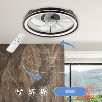 Čierne LED stropné svietidlo s ventilátorom Fargo – LAMKUR - Image 6