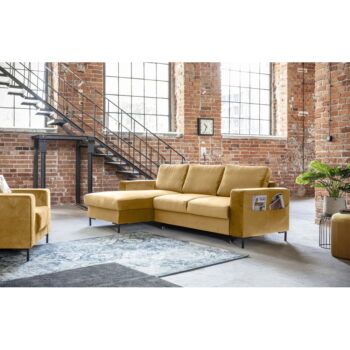 Horčicovožltá zamatová rozkladacia rohová pohovka Miuform Lofty Lilly, ľavý roh - Image 7
