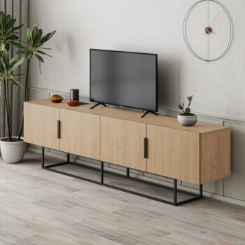 TV stolík v dekore duba v prírodnej farbe 200x55 cm Titan – Marckeric – Obrázok 4