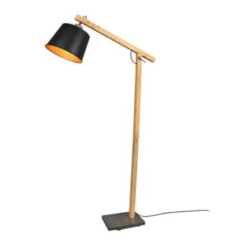 Stojacia lampa v čierno-prírodnej farbe s kovovým tienidlom (výška 156 cm) Harris – Trio - Image 6
