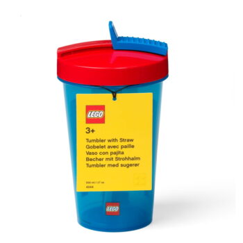 Modrý téglik s červeným vekom a slamkou LEGO® Iconic, 500 ml - Image 2