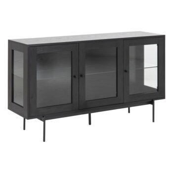 Čierna vitrína v dekore jaseňa 140x82 cm Angus – Actona – Obrázok 3