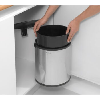Vstavaný oceľový odpadkový kôš v lesklej striebornej farbe 15 l – Brabantia - Image 2