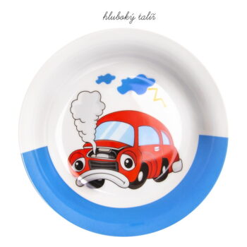 3-dielna detská porcelánová jedálenská súprava Orion Cars - Image 5