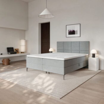 Sivá boxspring posteľ s úložným priestorom 160x200 cm Bufo – MESONICA - Image 4