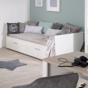 Biela jednolôžková posteľ s úložným priestorom a roštom 90x200 cm Felicia – Roba - Image 5