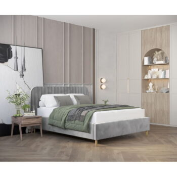 Sivá čalúnená dvojlôžková posteľ s úložným priestorom s roštom 140x200 cm Noto – Maison de Rêve - Image 5