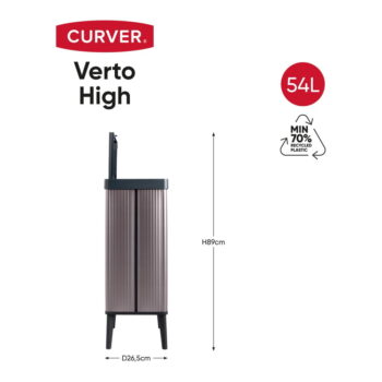 Ružový dotykový odpadkový kôš z recyklovaného plastu 54 l Verto High – Curver - Image 5