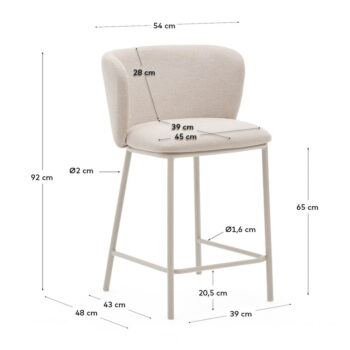Béžová barová stolička (výška sedadla 65 cm) Ciselia – Kave Home - Image 7