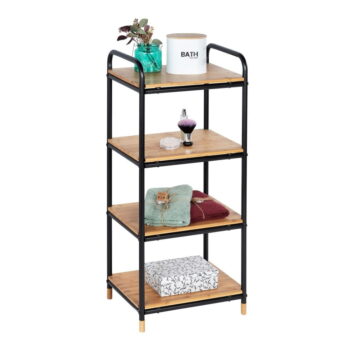Čierny/v prírodnej farbe kovový kúpeľňový regál 42x94, 5 cm Loft – Wenko - Image 2