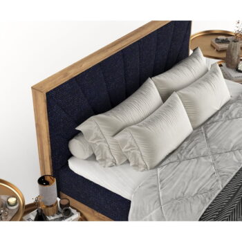 Boxspring posteľ s úložným priestorom v tmavomodro-prírodnej farbe 160x200 cm Asahi – Maison de Rêve - Image 9