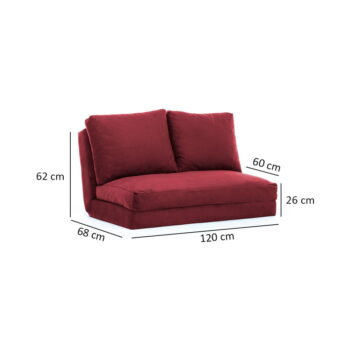 Vínová rozkladacia pohovka 120 cm Taida – Balcab Home - Image 7