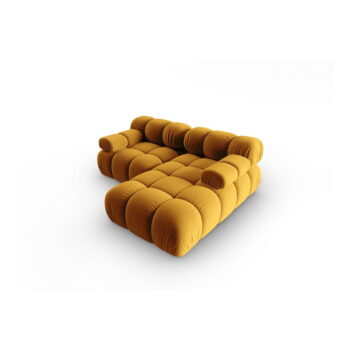 Žltá zamatová rohová pohovka (pravý roh) Bellis – Micadoni Home - Image 3