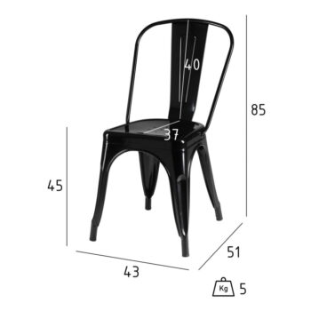 Čierne kovové jedálenské stoličky v súprave 2 ks Korona – Furnhouse - Image 6