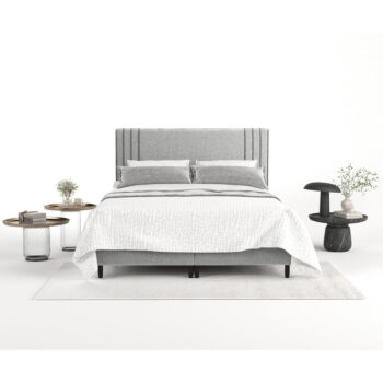 Sivá čalúnená dvojlôžková posteľ s úložným priestorom 160x200 cm Musca – Maison de Rêve - Image 11