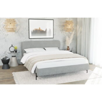 Svetlosivá čalúnená jednolôžková posteľ s roštom 90x200 cm Barker – Ropez - Image 3