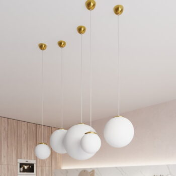 Závesné svietidlo v zlatej farbe so skleneným tienidlom ø 30 cm Cezab – Nice Lamps - Image 6