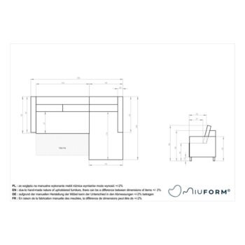 Tmavozelená menčestrová rozkladacia rohová pohovka (pravý roh) Lofty Lilly – Miuform – Obrázok 3