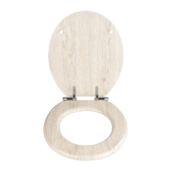 Svetlé WC sedadlo s jednoduchým zatváraním Wenko Oak, 43 × 37 cm - Image 3