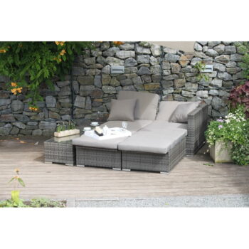 Sivý záhradný lounge set z umelého ratanu pre 4 Alcudia – Garden Pleasure - Image 8