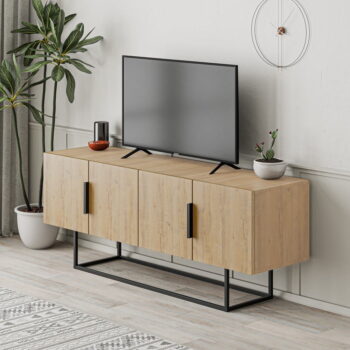 TV stolík v dekore duba v prírodnej farbe 140x55 cm Titan – Marckeric - Image 9