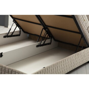 Béžová čalúnená dvojlôžková posteľ s úložným priestorom a roštom 160x200 cm Zafir – Kalune Design – Obrázok 3