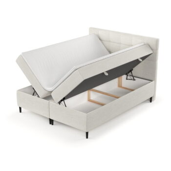 Krémovobiela boxspring posteľ s úložným priestorom 160x200 cm Urbaneo – Maison de Rêve - Image 10