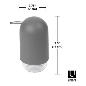 Sivý plastový dávkovač mydla 230 ml Touch – Umbra – Obrázok 3