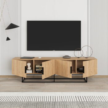 TV stolík v dekore duba v prírodnej farbe 200x55 cm Titan – Marckeric – Obrázok 8