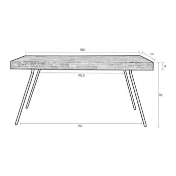 Jedálenský stôl z teakového dreva 78x160 cm Suri – White Label – Obrázok 3