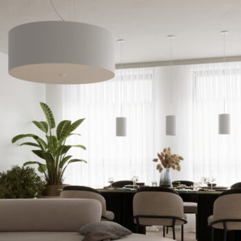 Biele stropné svietidlo s textilným tienidlom ø 60 cm Volta – Nice Lamps - Image 2